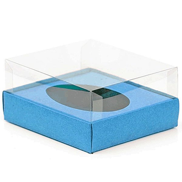 Caixa Ovo de Colher - Meio Ovo de 500g - 20,5cm x 17cm x 6,5cm - Azul - 5unidades - Assk