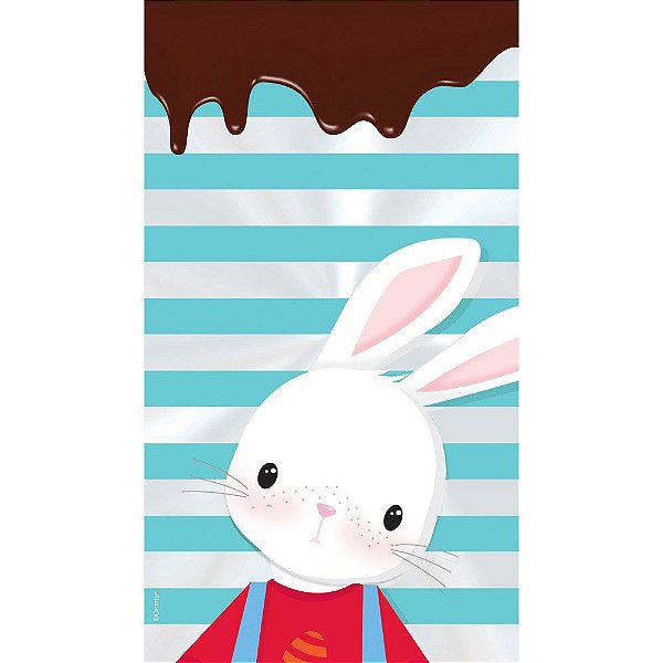 Saco Transparente Decorado - 11x19,5cm - Registrado Brilho de Páscoa Azul - 50 unidades - Cromus - Rizzo