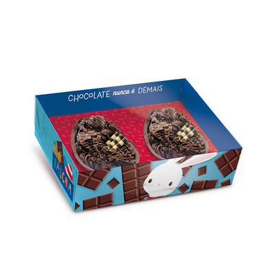 Caixa New Practice Com Colher para Dois Meio Ovo Mini 50g Brilho de Páscoa  06 unidades - Cromus Páscoa - Rizzo Embalag