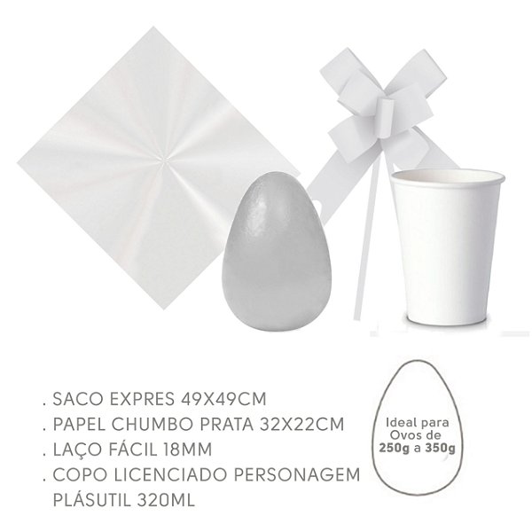 Kit Ovo no Copo Homem De Ferro Cores (Copo + Saco Express + Papel Chumbo + Laço Fácil) - Páscoa Rizzo