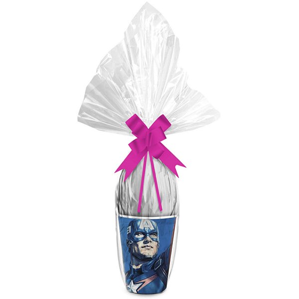 Kit Ovo no Copo Capitao America Cores (Copo + Saco Express + Papel Chumbo + Laço Fácil) - Páscoa Rizzo