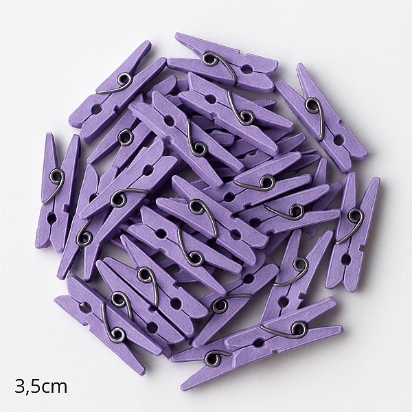 Mini Prendedor de Madeira Lilas 3,5cm - 50 Unidades - Rizzo