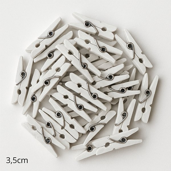 Mini Prendedor de Madeira Branca 3,5cm - 50 Unidades- Rizzo