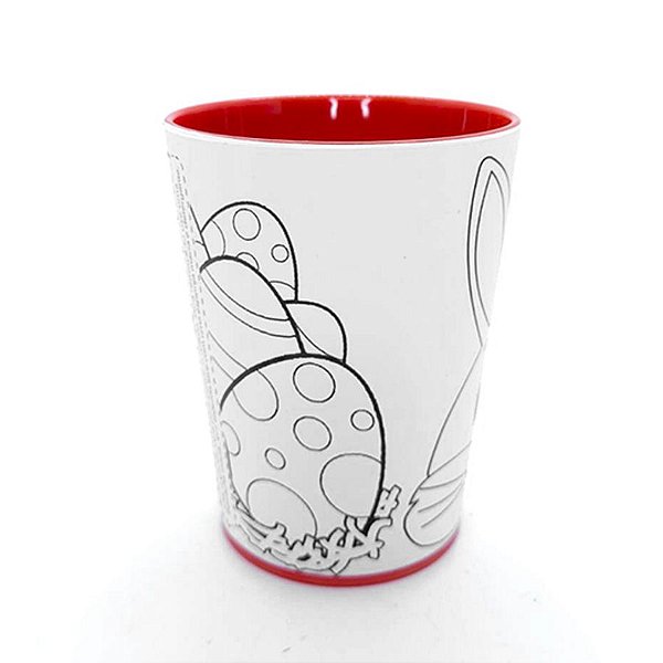 Copo para Colorir Color Cup Coelho de Páscoa - Laranja - 10cm - 1 unidade - Rizzo