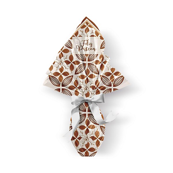 Saco Express 39x39cm para Ovos de 350g a 500g - Flor de Cacau Marfim - 05 unidades - Cromus Páscoa