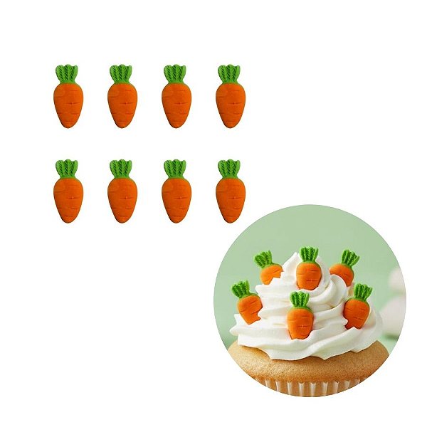 Mini Confeito - Cenoura - 8 Unidades - Abelha Confeiteira - Rizzo Confeitaria