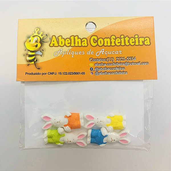 Mini Confeito - Coelho Corpo - 4 Unidades - Abelha Confeiteira - Rizzo
