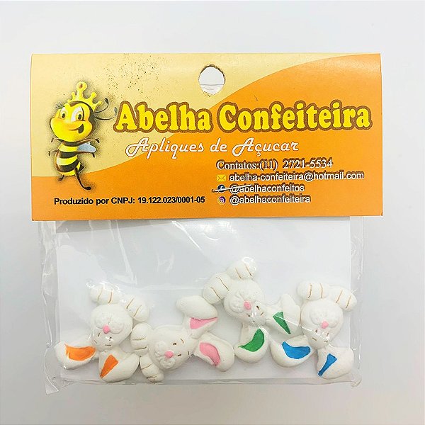 Mini Confeito - Coelho Orelhudo - 4 Unidades - Abelha Confeiteira - Rizzo Confeitaria