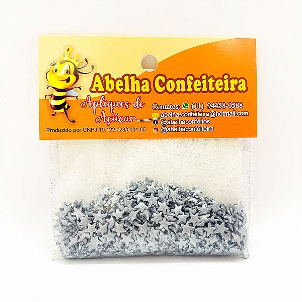 Mini Confeito - Estrela Prateada - 15 gramas - Abelha Confeiteira - Rizzo