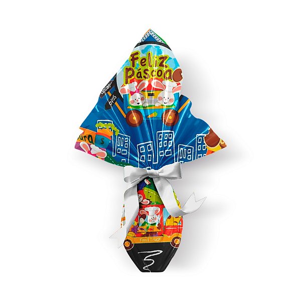 Saco Express 39x39cm para Ovos de 350g a 500g - Food Truck Azul - 05 unidades - Cromus Páscoa - Rizzo
