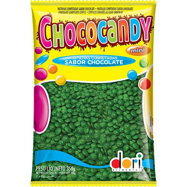 Pastilhas Confeitadas Sabor Chocolate Mini Verde 350g - Dori Alimentos - Rizzo