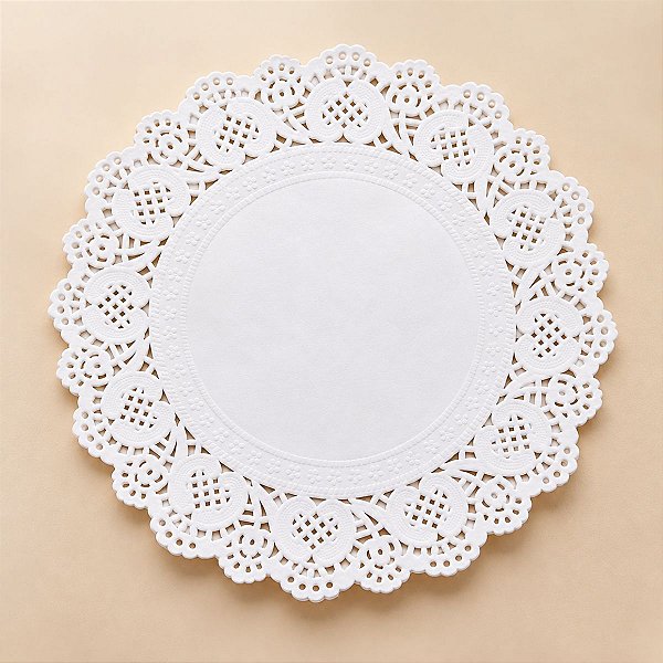 Fundo Rendado de Papel Redondo Branco 11,4cm - 24 un - Rizzo