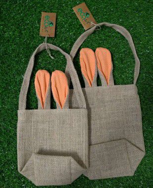 Sacola de Juta de Páscoa com Orelha Laranja Poá - EcoArt - 1 Unidade - Rizzo