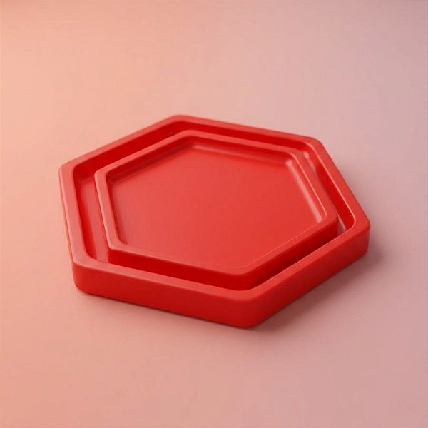 Bandeja Sextavada Vermelho - 01 unidade - Só Boleiras - Rizzo Embalagens