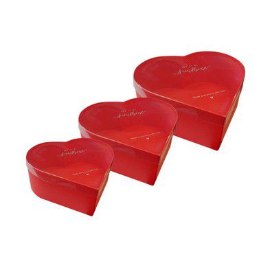 Kit Caixa Papel Rígido Coração Vermelho Tampa Cristal You re My Sunshine - 03 Unidades - Rizzo