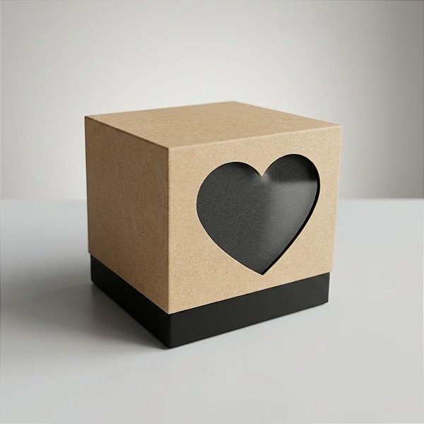 Caixa Cubo Coração Preta Felizes para Sempre 7,5x7,5x7,5cm - 08 unidades - Cromus - Rizzo