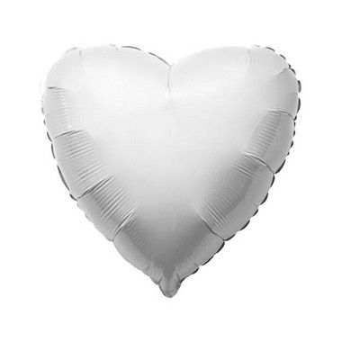 Balão de Festa Metalizado 20" 50cm - Coração Branco - 01 Unidade - Flexmetal - Rizzo