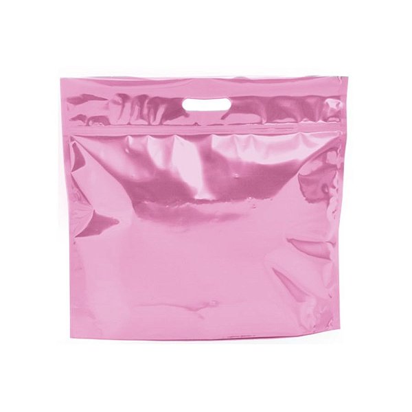 Sacola Metalizada com Zip 46x43x5cm Rosa Velho - 01 unidade - Cromus - Rizzo Embalagens