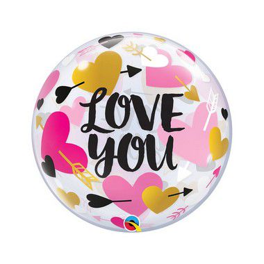 Balão de Festa Bubble 22" - Love You Coração - 01 Unidade - Qualatex - Rizzo