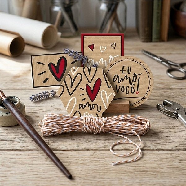 Kit Fechamento Para Presente Amor - 13 Peças - Cromus - Rizzo Embalagens