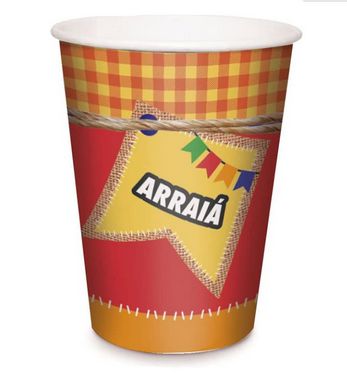 Copo de Papel 240ml Festa Junina Arraiá - 08 Unidades - Cromus Festas - Rizzo