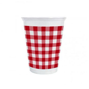 Copo de Plástico Xadrez Vermelho 200ml - 25 unidades - Kaixote - Rizzo