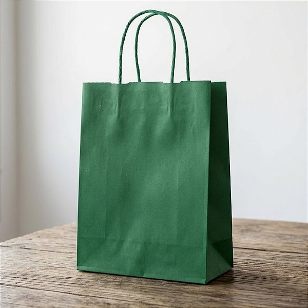 Sacola de Papel P Verde Bandeira - 21,5x15x8cm - 10 unidades - Cromus - Rizzo