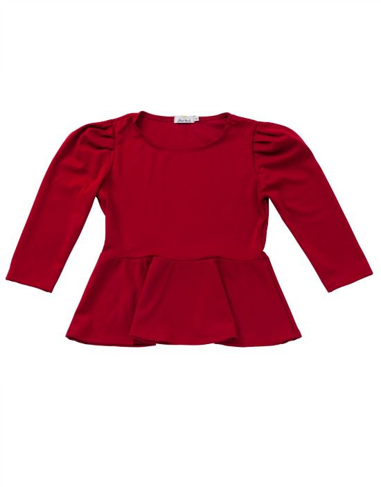 Blusa Peplum Lisa Manga 3/4 Retrô