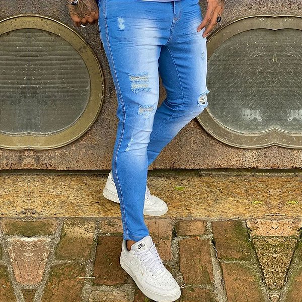 Calça Jeans Premium Destroyed Masculina Skinny Caribe