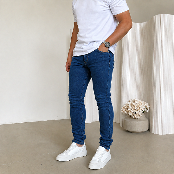 Calça Jeans Skinny Azul Médio VK04