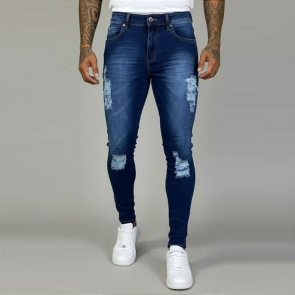 Calça Jeans Destroyed Masculina Skinny AN04 *