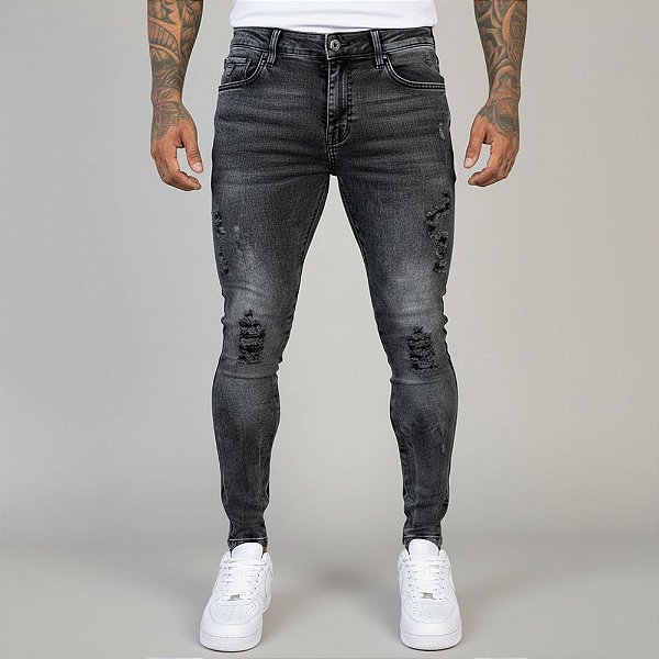 Calça Jeans Destroyed Masculina Skinny AN07 *