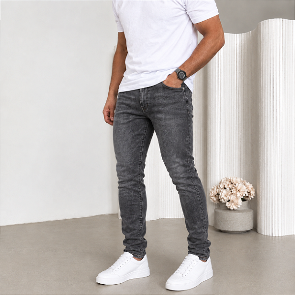 Calça Jeans Skinny Grafite Mesclada LV01