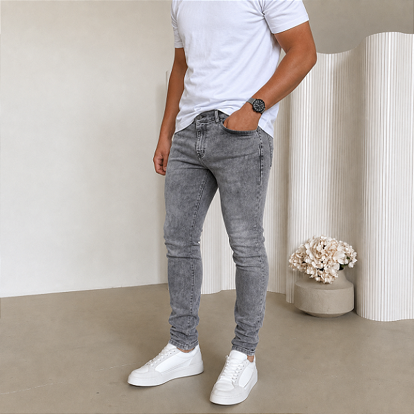 Calça Jeans Skinny Grafite Mesclada LV01