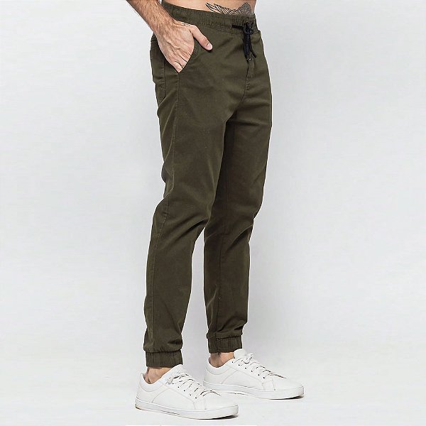 Calça Jogger Masculina Sarja Skinny Verde *