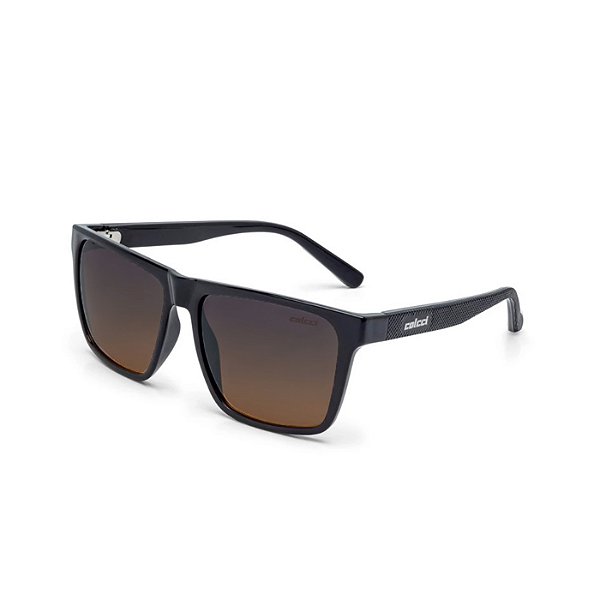 Óculos de Sol Colcci Paul Preto Brilho Lente Azul Degrade Laranja