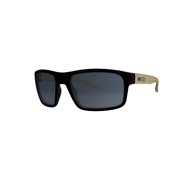 Óculos de Sol Masculino HB Overkill Preto e Madeira Fosco