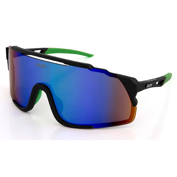 Óculos de Sol Hupi Eagle Preto e Verde Lente Verde Espelhada