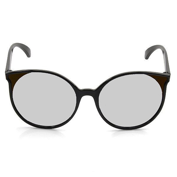 ÓCULOS DE SOL TOUCH T0022 PRETO BRILHO LENTE CINZA FLASH PRATA