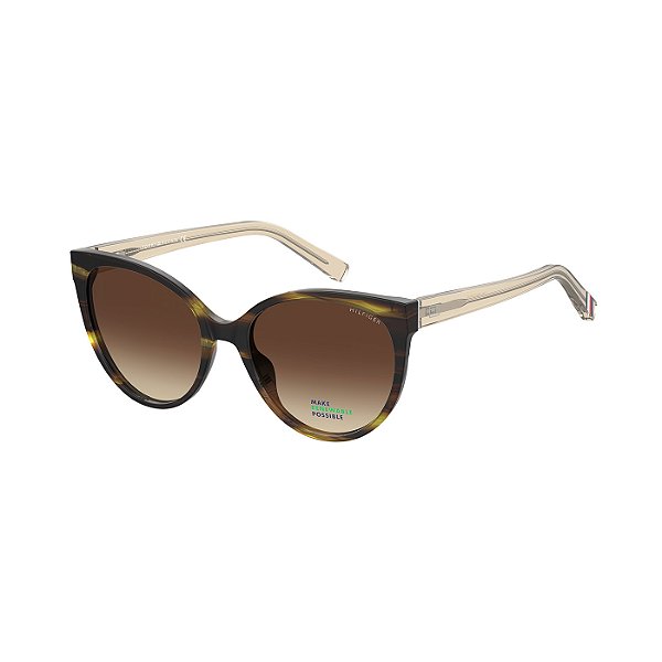 Óculos de Sol Feminino Tommy Hilfiger TH 1923 Marrom Demi e Bege Brilho