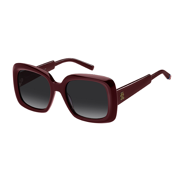 Óculos de Sol Feminino Tommy Hilfiger TH 2208/S Borgonha Brilho Lente Degradê