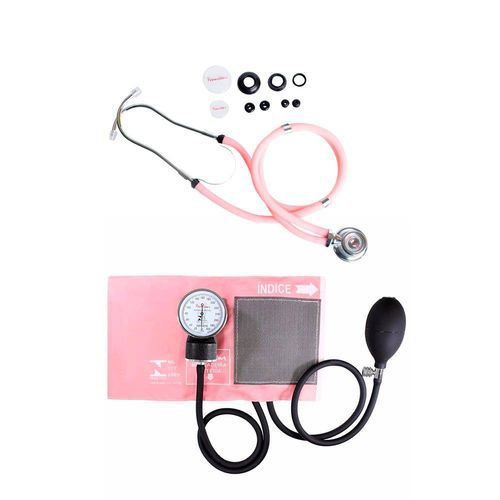 Kit Enfermagem Esfigmomanômetro aneroide e Estetoscópio Rosa - G-tech