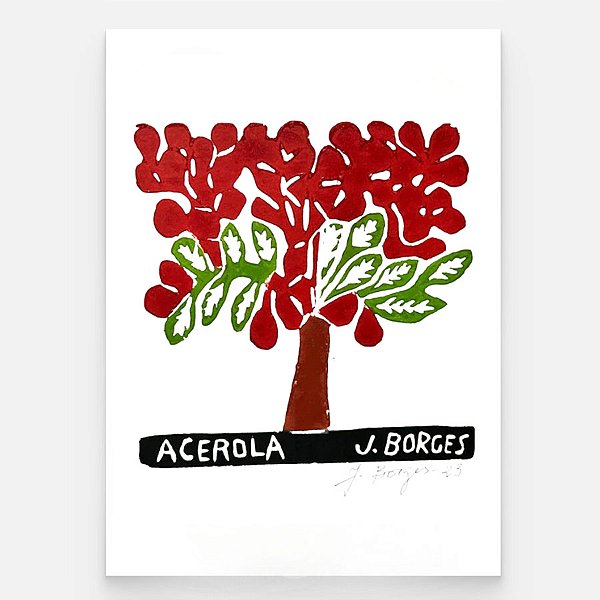 Xilogravura Acerola P - assinada por J. Borges - PE (Últimas peças)