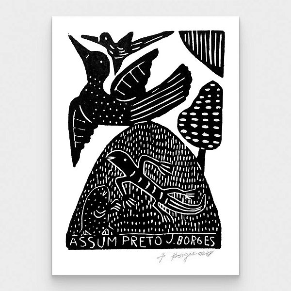 Xilogravura Assum Preto M - assinada por J. Borges - PE (Última Peça)