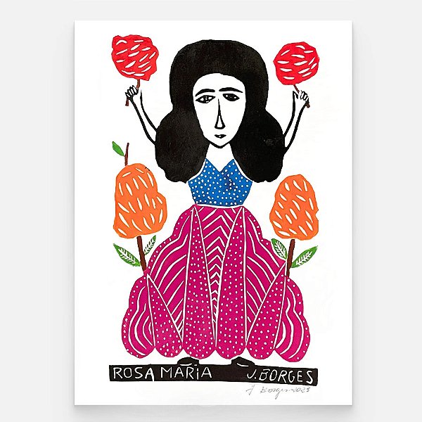 Xilogravura Rosa Maria G - assinada por J. Borges - PE (Raridade)