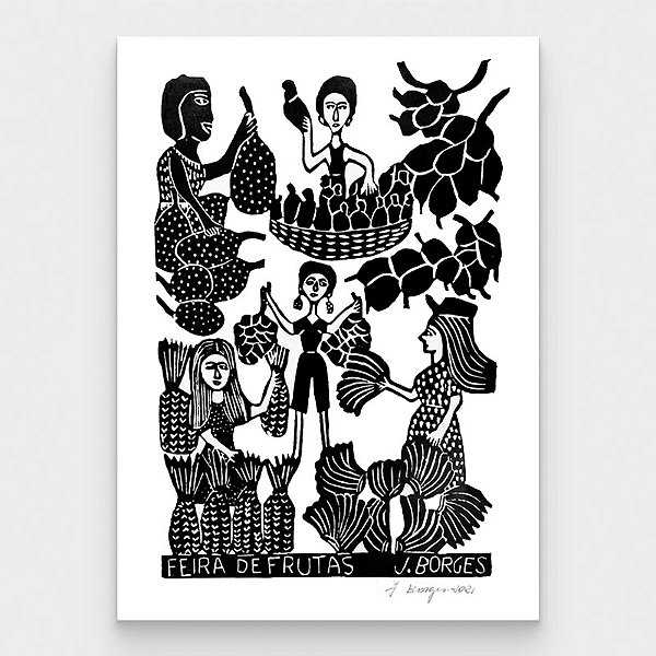 Xilogravura Feira de Frutas G - assinada por J. Borges - PE (Última Peça)