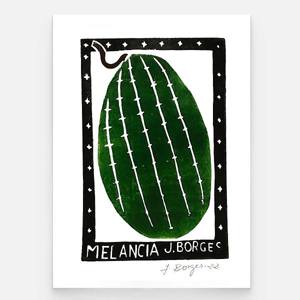 Xilogravura Melancia P - assinada por J. Borges - PE (Última Peça)