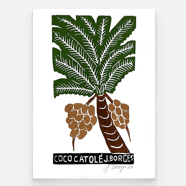 Xilogravura Coco Catolé P - assinada por J. Borges - PE (Raridade)