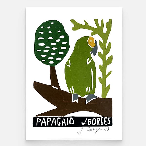 Xilogravura Papagaio P - assinada por J. Borges - PE (Raridade)