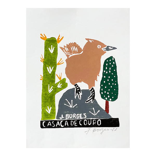 Xilogravura "Casaca de Couro" P - assinada por J. Borges - PE (Raridade)